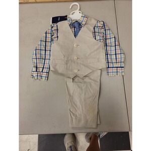 IZOD 4 Piece Outfit‎ Set 18M Sanibel Peach Vest Shirt Pants Tie Baby Toddler Boy
